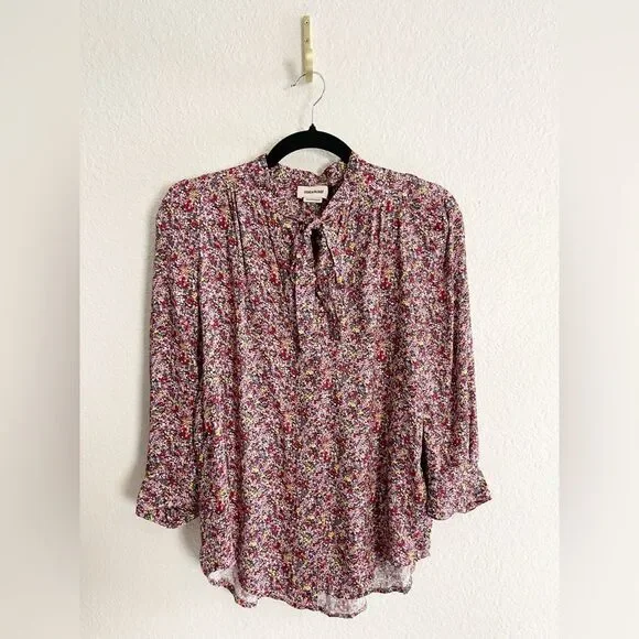 Zadig & Voltaire floral sleeved blouse with tie NWT. XS - Picture 3 of 10